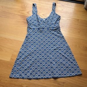 Patagonia Margot dress size M geometric blue organic cotton v-neck sleeveless